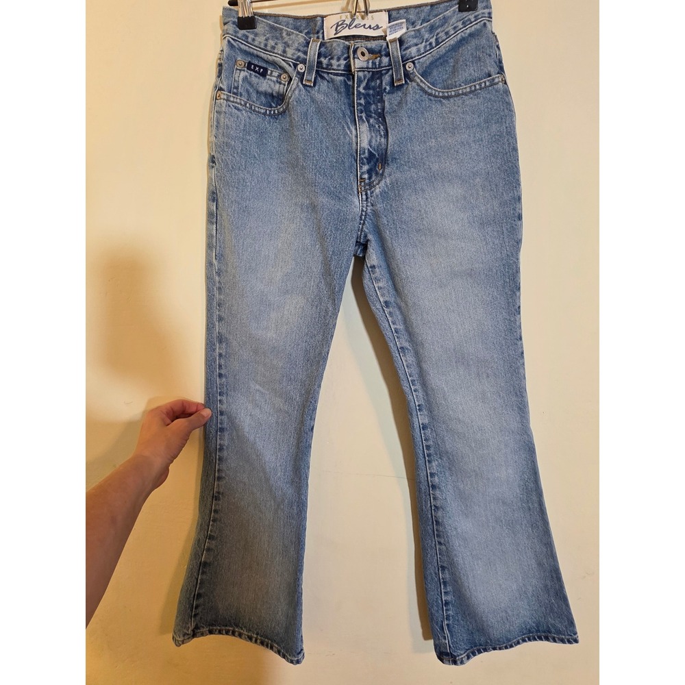 Vintage Express Bleus Extreme Flare Jeans Light Wash High Rise 7/8 S 061451 Y2k